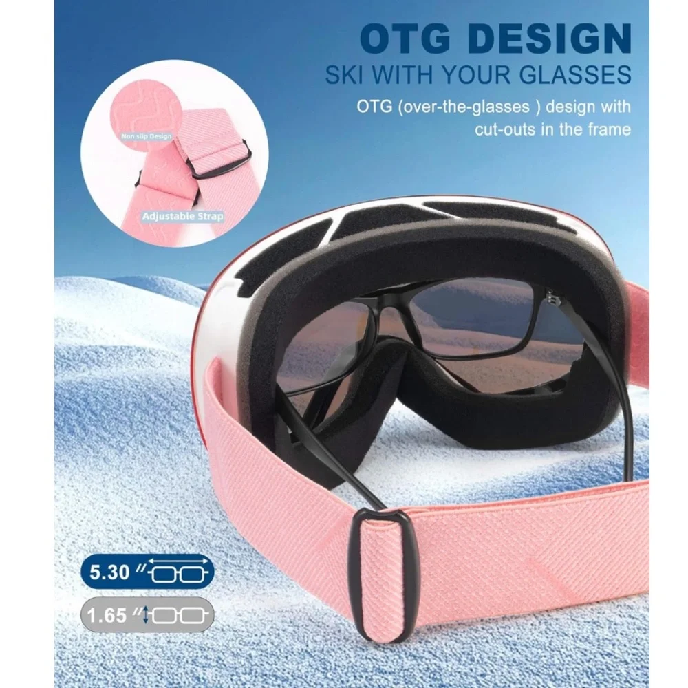 TWO! Man and Women Ski Snowboard Goggles, Anti-fog 100% UV Protection